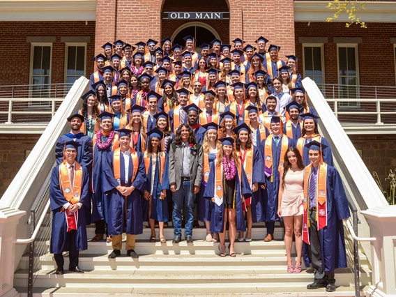 group of students in graduation regallia