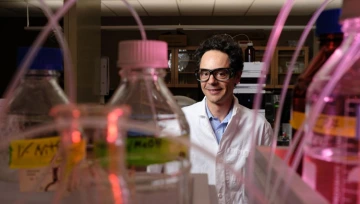 Andrea Achilli in his laboratory