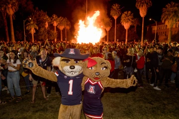 Univ of AZ mascots, Wilbur and Wilma and Homecoming bonfire