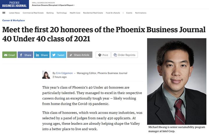 Phoenix Business Journal news clipping and headshot of Michael Hwang