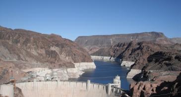 Lake Mead's water behind a dam